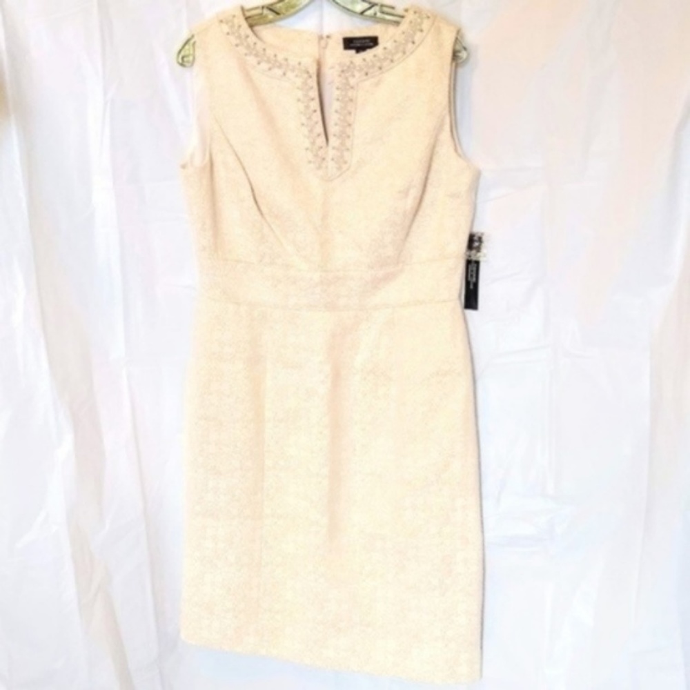 NWT Tahari ASL Jacquard Pearl Jocelyn Sheath Dress